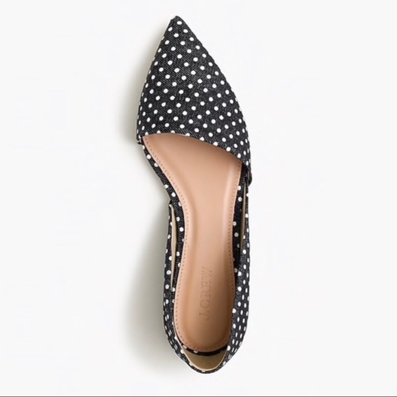 J.Crew "Sloan" D'Orsay polka dot denim flats 7 M - Picture 2 of 8
